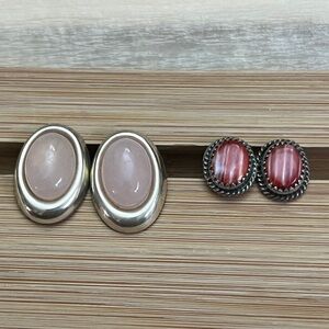 Vintage sterling rose quartz or spiney oyster earrings